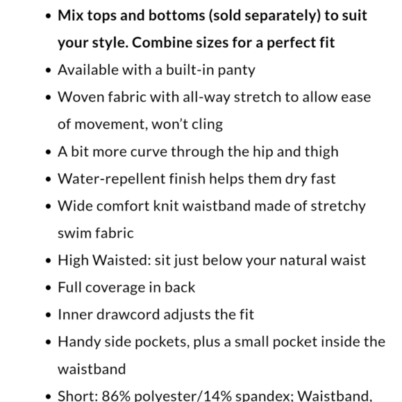 Lands' End Quick Dry Elastic Waist Swim Shorts with Panty Sz 8 NWOT - Picture 8 of 9